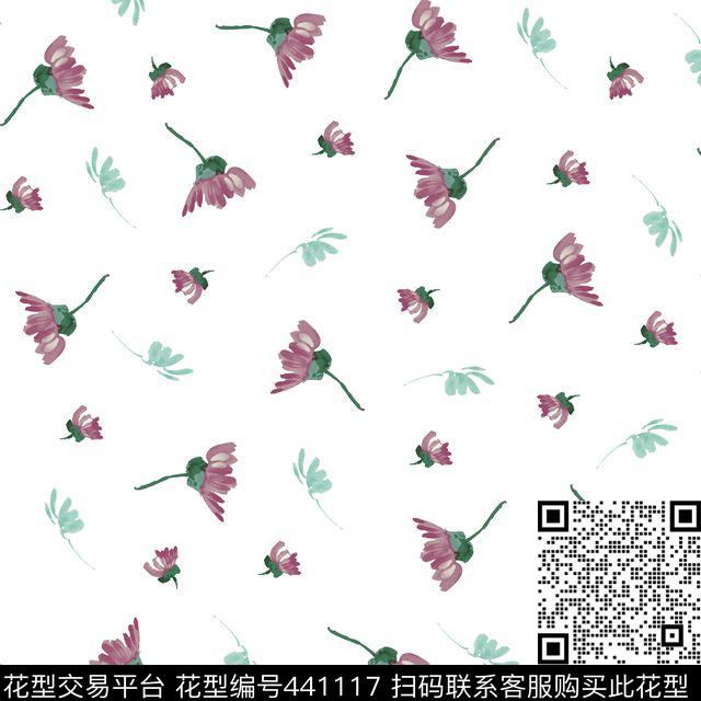 花瓣花卉手绘数码印花华亿平台下载（图片编号: 441117） - 瓦栏（Walan）
