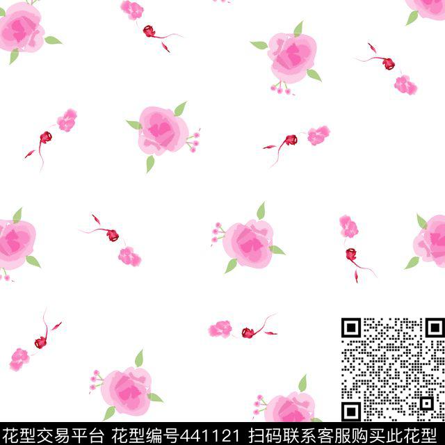 花瓣花卉水彩数码印花华亿平台下载（图片编号: 441121） - 瓦栏（Walan）