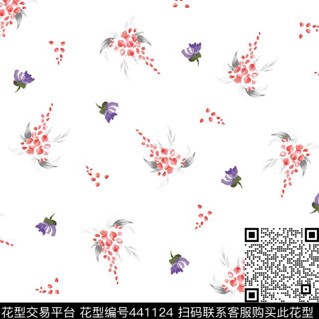 抽象花瓣花卉数码印花华亿平台下载（图片编号: 441124） - 瓦栏（Walan）