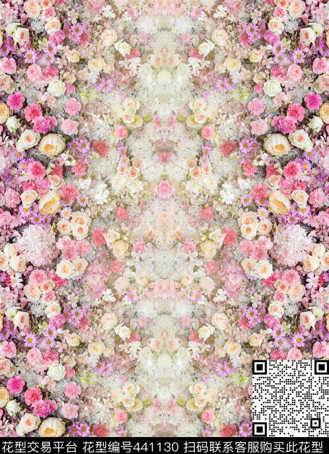 花卉高雅色调渐变各种花卉数码印花华亿平台下载（图片编号: 441130） - 瓦栏（Walan）