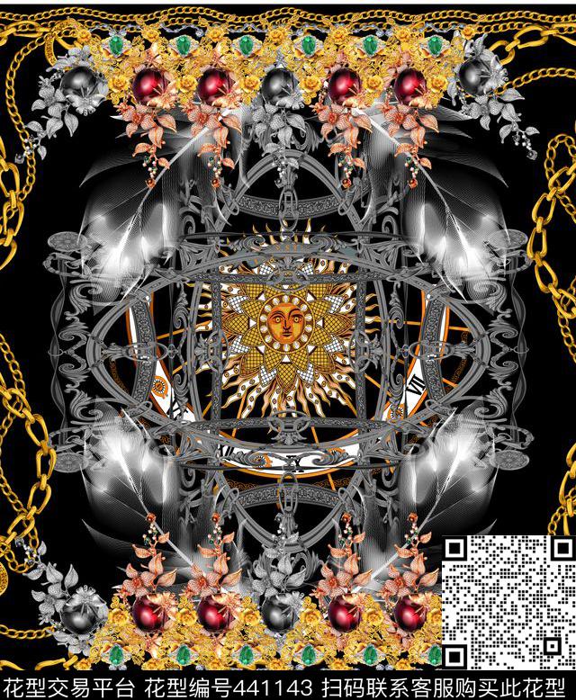 太阳神珠宝复古系列数码印花华亿平台下载（图片编号: 441143） - 瓦栏（Walan）