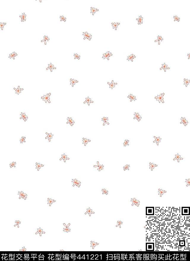 手绘小清新乱花黑底数码印花华亿平台下载（图片编号: 441221） - 瓦栏（Walan）