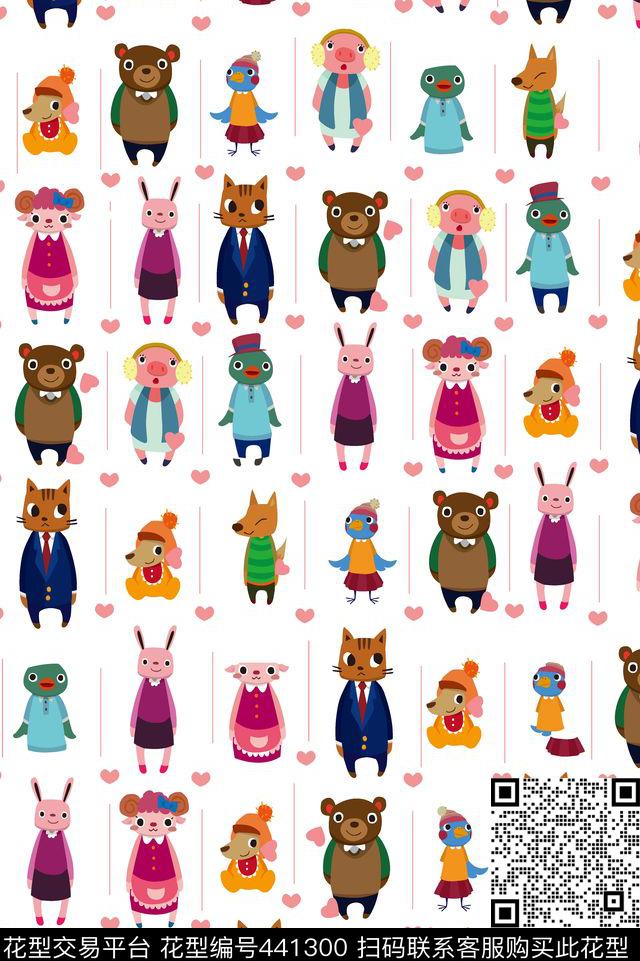 可爱卡通动物传统印花华亿平台下载（图片编号: 441300） - 瓦栏（Walan）