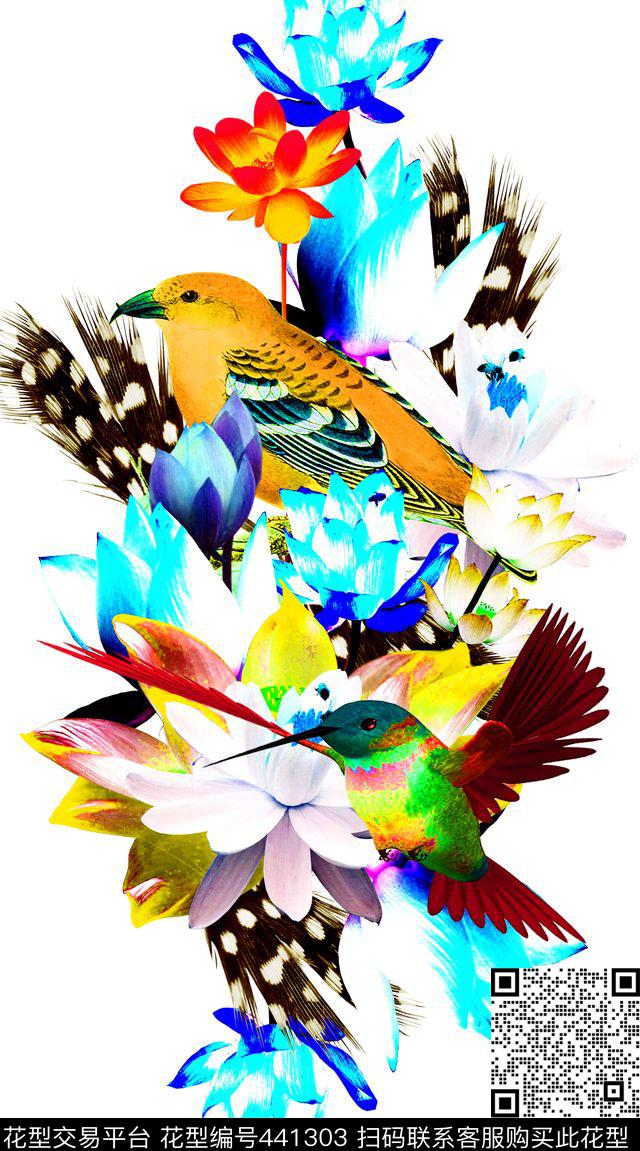 花卉荷花叶子数码印花华亿平台下载（图片编号: 441303） - 瓦栏（Walan）