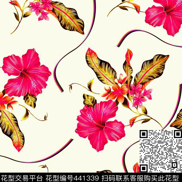 抽象复古花瓣数码印花华亿平台下载（图片编号: 441339） - 瓦栏（Walan）