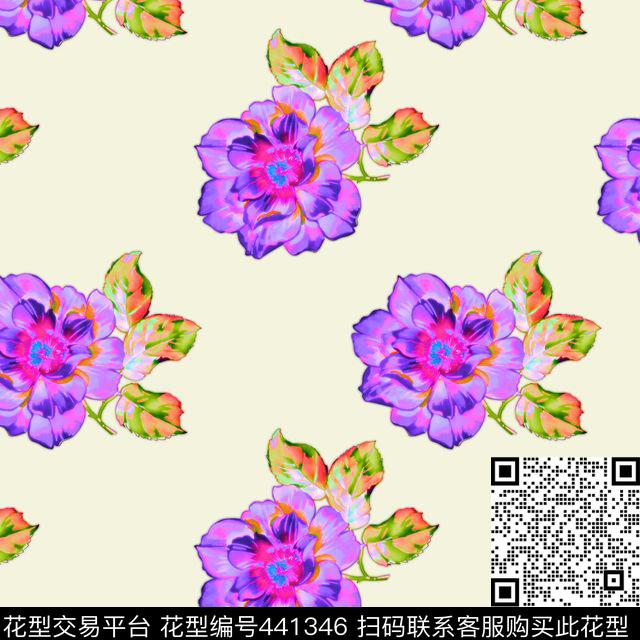 抽象复古花瓣数码印花华亿平台下载（图片编号: 441346） - 瓦栏（Walan）