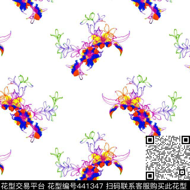 复古花瓣花卉数码印花华亿平台下载（图片编号: 441347） - 瓦栏（Walan）