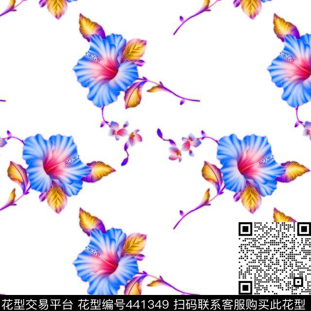 抽象复古花瓣数码印花华亿平台下载（图片编号: 441349） - 瓦栏（Walan）