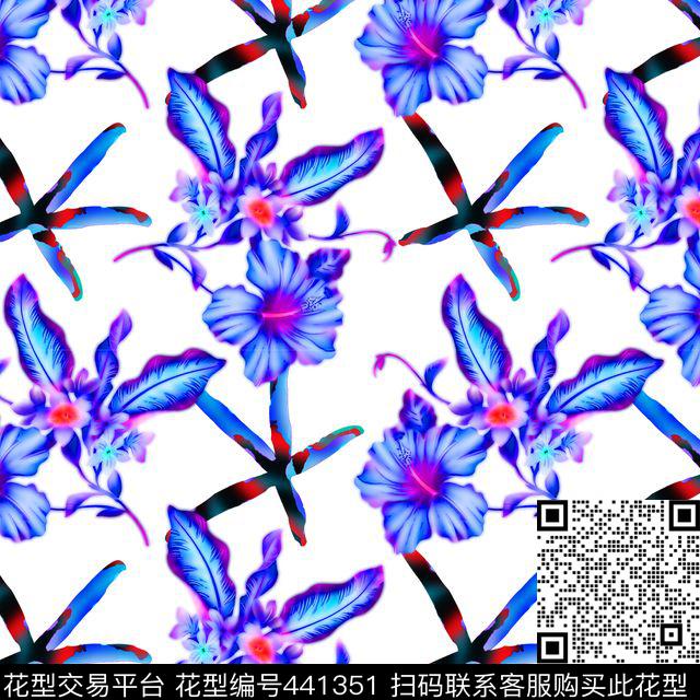 抽象复古花瓣数码印花华亿平台下载（图片编号: 441351） - 瓦栏（Walan）