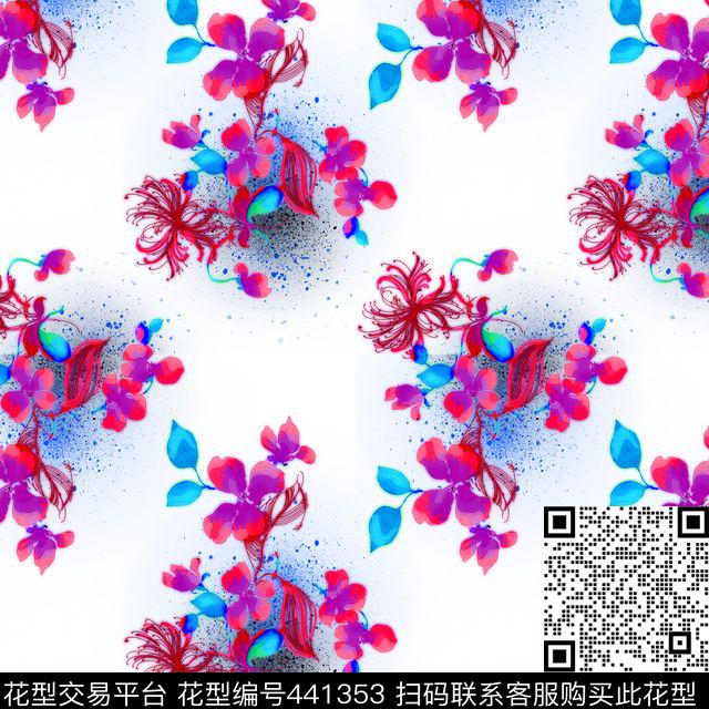 抽象复古花瓣数码印花华亿平台下载（图片编号: 441353） - 瓦栏（Walan）