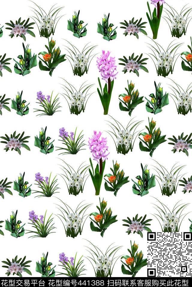 花卉满版欧美数码印花华亿平台下载（图片编号: 441388） - 瓦栏（Walan）