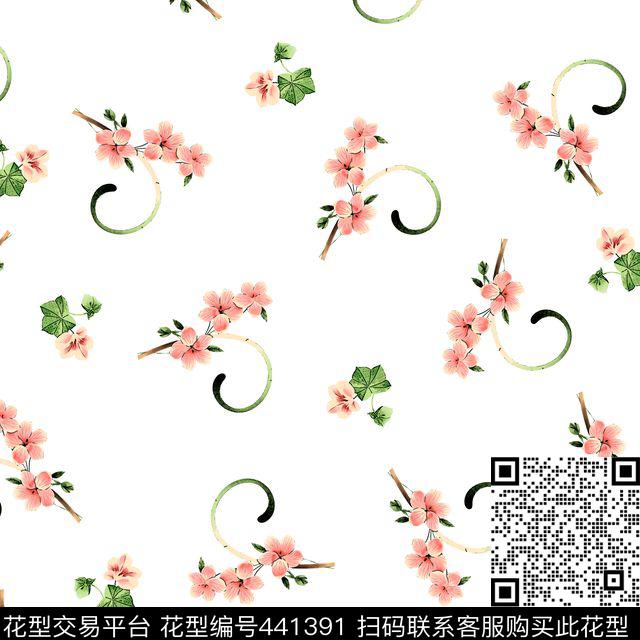 花瓣花卉清新传统印花华亿平台下载（图片编号: 441391） - 瓦栏（Walan）