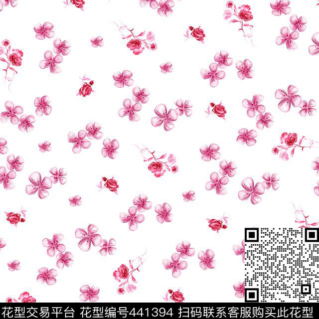 花瓣花卉清新传统印花华亿平台下载（图片编号: 441394） - 瓦栏（Walan）