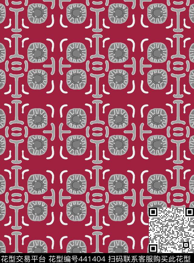 几何图案写意手绘传统印花华亿平台下载（图片编号: 441404） - 瓦栏（Walan）