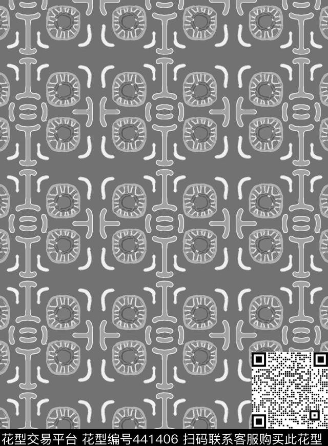 几何图案写意手绘传统印花华亿平台下载（图片编号: 441406） - 瓦栏（Walan）