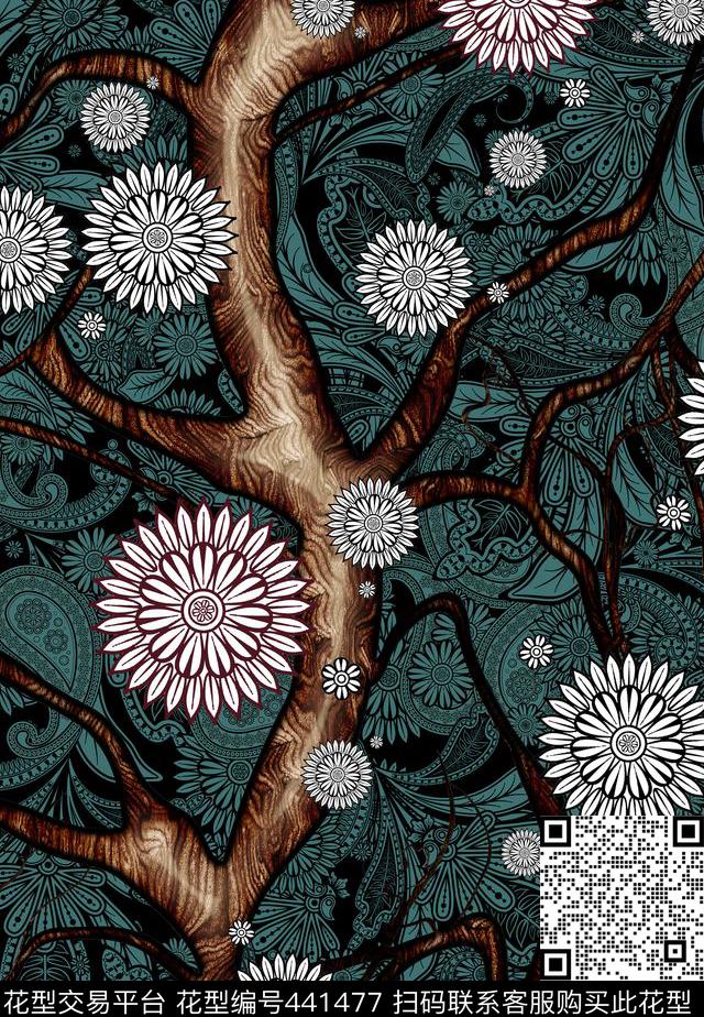 花抽象欧美数码印花华亿平台下载（图片编号: 441477） - 瓦栏（Walan）