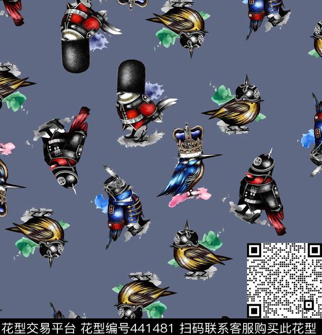 插画动物鸟数码印花华亿平台下载（图片编号: 441481） - 瓦栏（Walan）