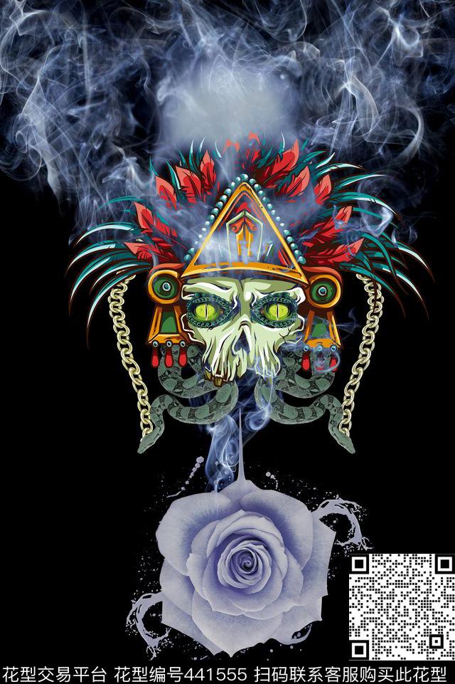 潮牌骷髅头灵异数码印花华亿平台下载（图片编号: 441555） - 瓦栏（Walan）