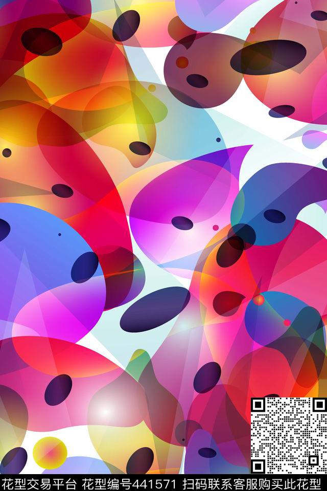 抽象炫彩圈圈数码印花华亿平台下载（图片编号: 441571） - 瓦栏（Walan）
