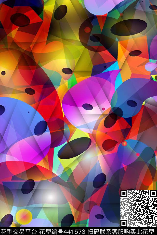 抽象炫彩几何数码印花华亿平台下载（图片编号: 441573） - 瓦栏（Walan）