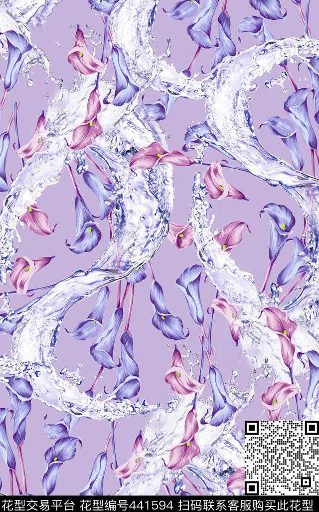 冰美人花卉马蹄莲数码印花华亿平台下载（图片编号: 441594） - 瓦栏（Walan）