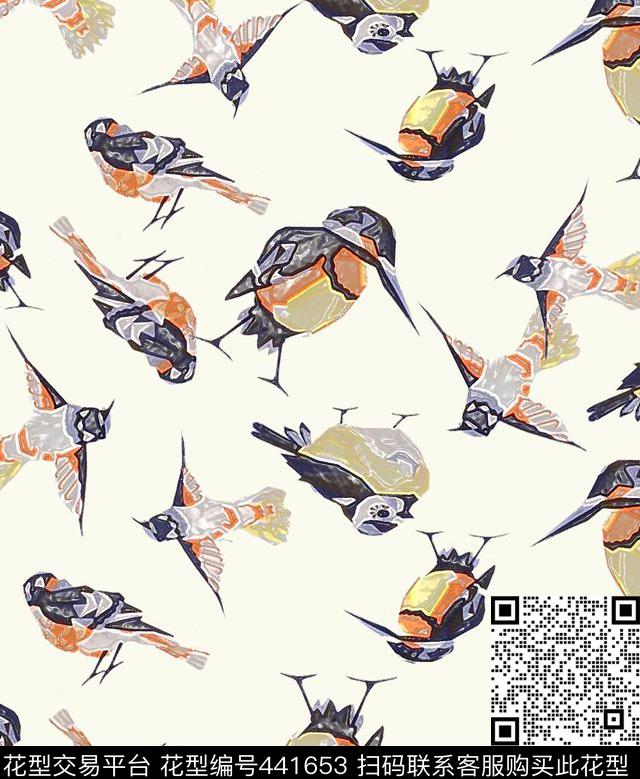 抽象塑胶鸟动物时尚大牌数码印花华亿平台下载（图片编号: 441653） - 瓦栏（Walan）