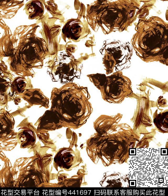 个性玫瑰男装抽象水彩数码印花华亿平台下载（图片编号: 441697） - 瓦栏（Walan）