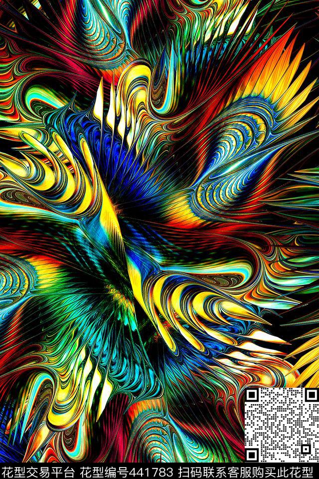 抽象炫光炫彩数码印花华亿平台下载（图片编号: 441783） - 瓦栏（Walan）