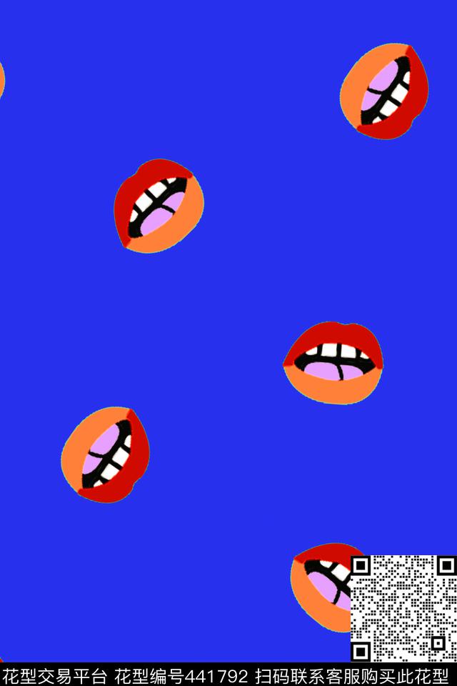 几何时尚嘴唇传统印花华亿平台下载（图片编号: 441792） - 瓦栏（Walan）