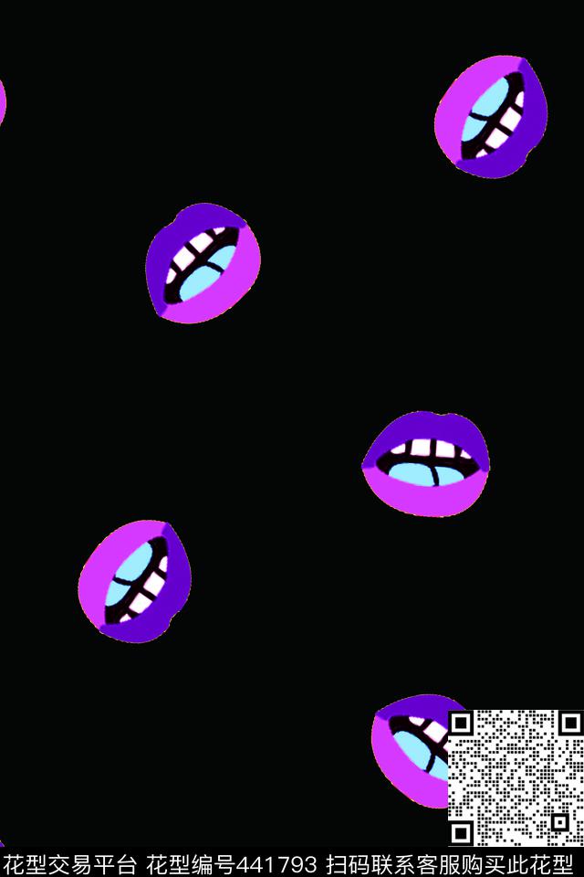 几何时尚嘴唇传统印花华亿平台下载（图片编号: 441793） - 瓦栏（Walan）