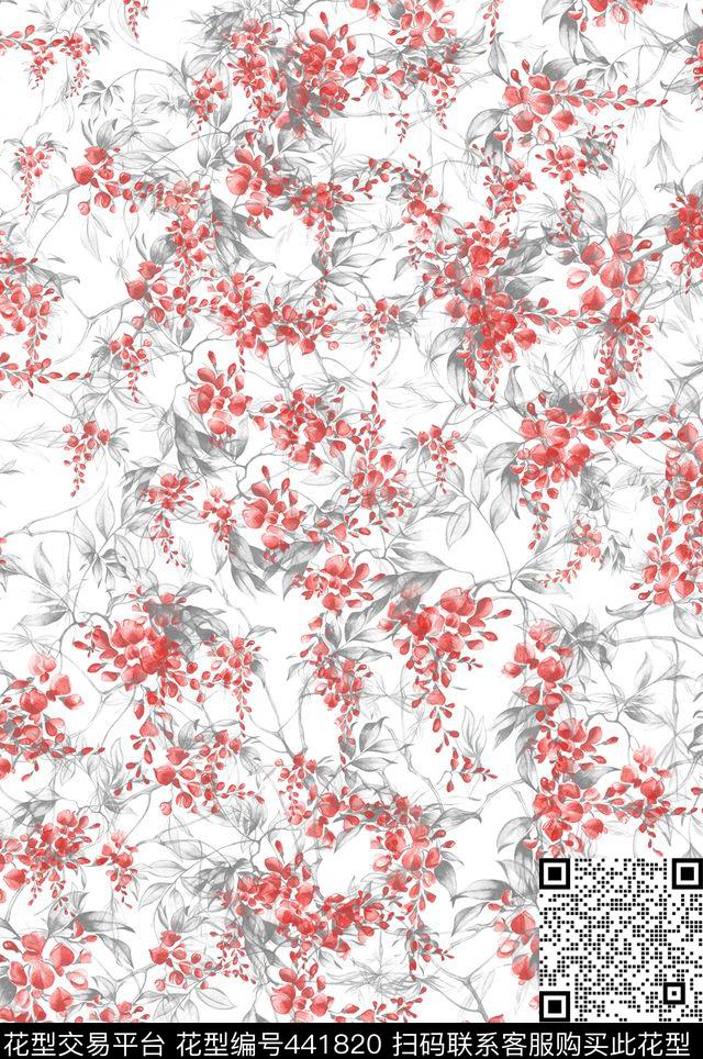田园小碎花紫藤数码印花华亿平台下载（图片编号: 441820） - 瓦栏（Walan）