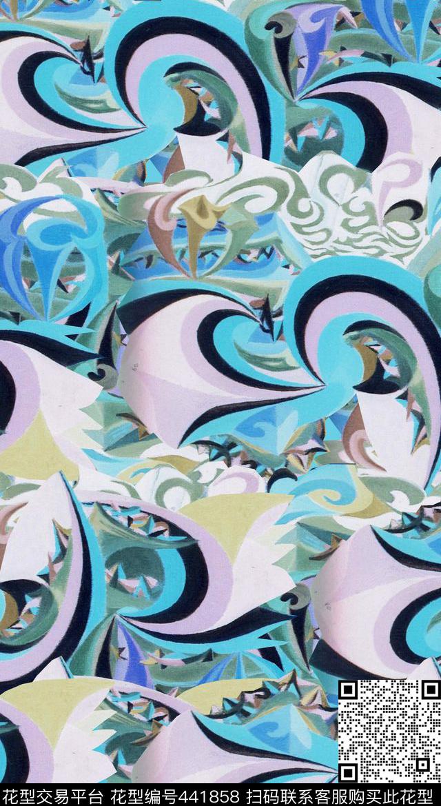 抽象几何女装华亿平台数码印花华亿平台下载（图片编号: 441858） - 瓦栏（Walan）