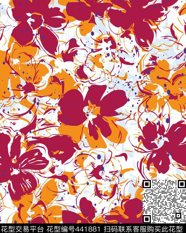 花卉数码印花华亿平台下载（图片编号: 441881） - 瓦栏（Walan）