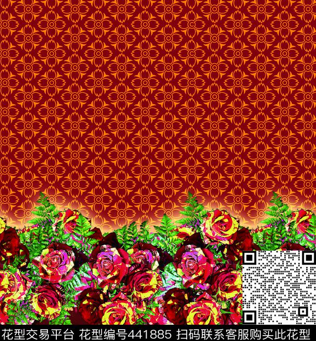 定位花连衣裙传统印花华亿平台下载（图片编号: 441885） - 瓦栏（Walan）