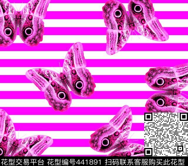 蝴蝶简单条子数码印花华亿平台下载（图片编号: 441891） - 瓦栏（Walan）