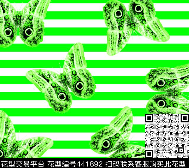 蝴蝶简单条子数码印花华亿平台下载（图片编号: 441892） - 瓦栏（Walan）