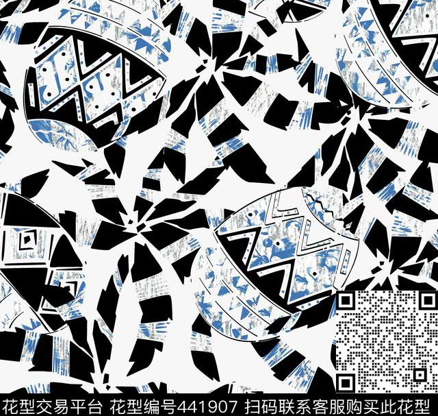 彩绘几何民簇风传统印花华亿平台下载（图片编号: 441907） - 瓦栏（Walan）