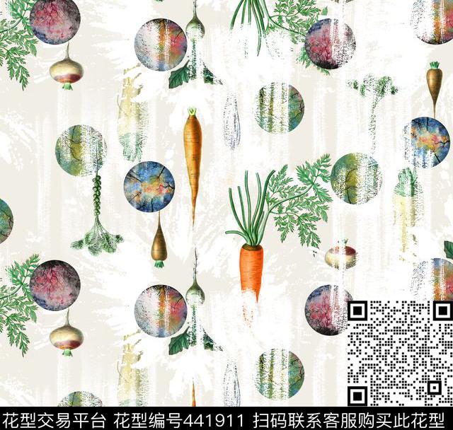 时尚小清新素菜植物休闲风数码印花华亿平台下载（图片编号: 441911） - 瓦栏（Walan）