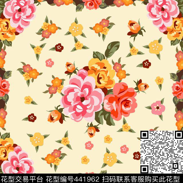 花卉图案rug被单图案数码印花华亿平台下载（图片编号: 441962） - 瓦栏（Walan）