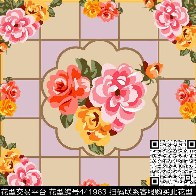 花卉图案rug被单图案数码印花华亿平台下载（图片编号: 441963） - 瓦栏（Walan）