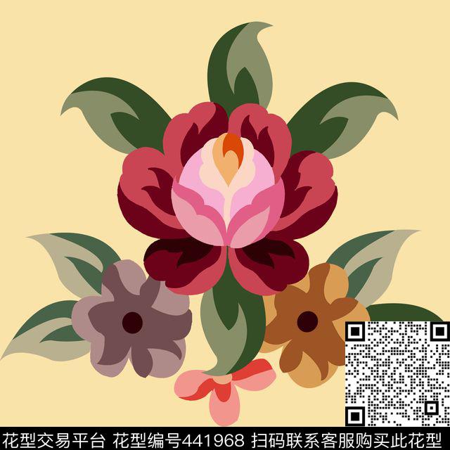 花卉图案rug被单图案数码印花华亿平台下载（图片编号: 441968） - 瓦栏（Walan）