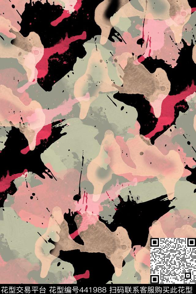 笔触迷彩色彩拼贴传统印花华亿平台下载（图片编号: 441988） - 瓦栏（Walan）