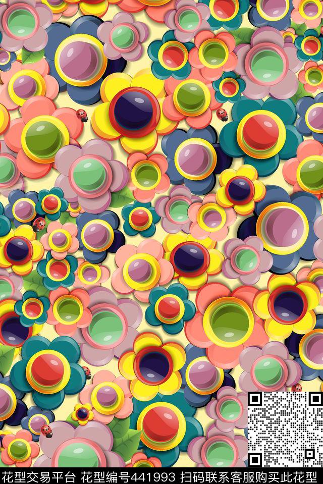 抽象立体3d传统印花华亿平台下载（图片编号: 441993） - 瓦栏（Walan）