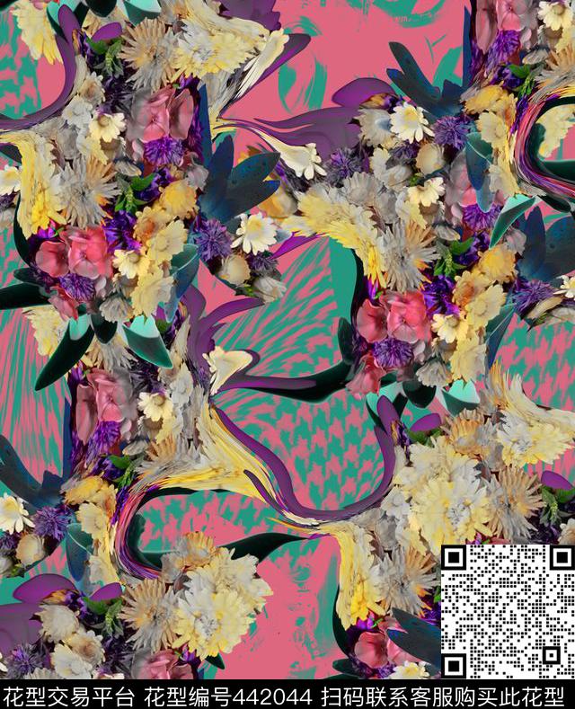 潮流抽象复古数码印花华亿平台下载（图片编号: 442044） - 瓦栏（Walan）