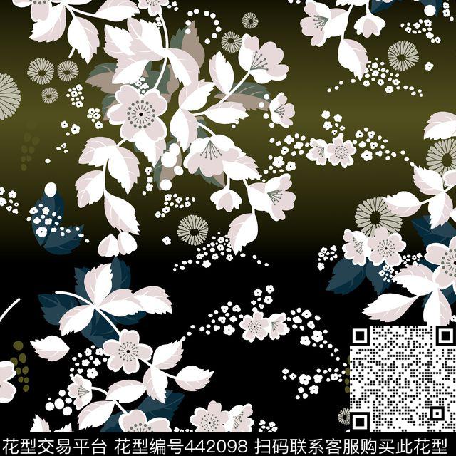 欧美复古花卉数码印花华亿平台下载（图片编号: 442098） - 瓦栏（Walan）