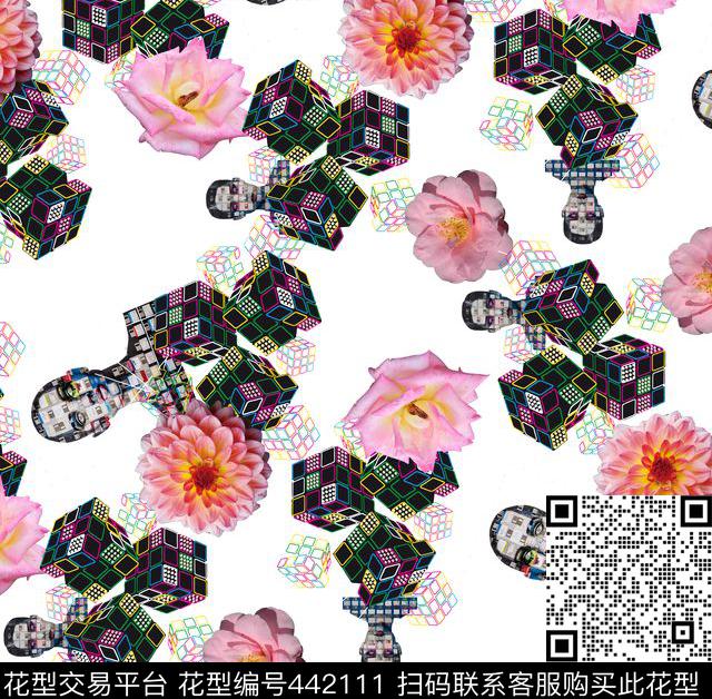 时尚个性人物插画立体3D数码印花华亿平台下载（图片编号: 442111） - 瓦栏（Walan）