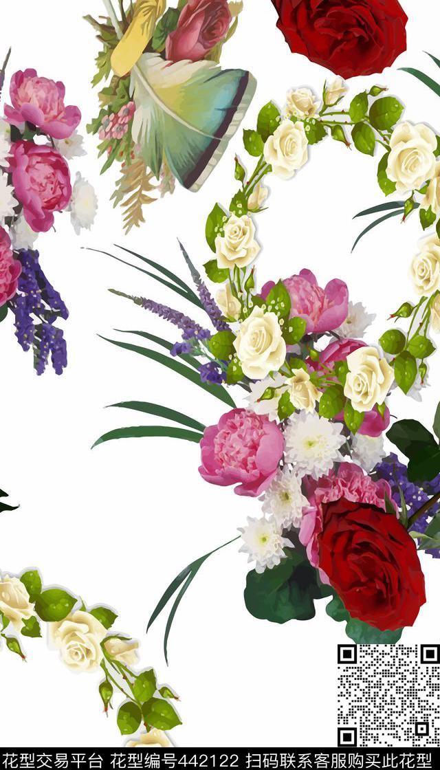服装花卉圈数码印花华亿平台下载（图片编号: 442122） - 瓦栏（Walan）