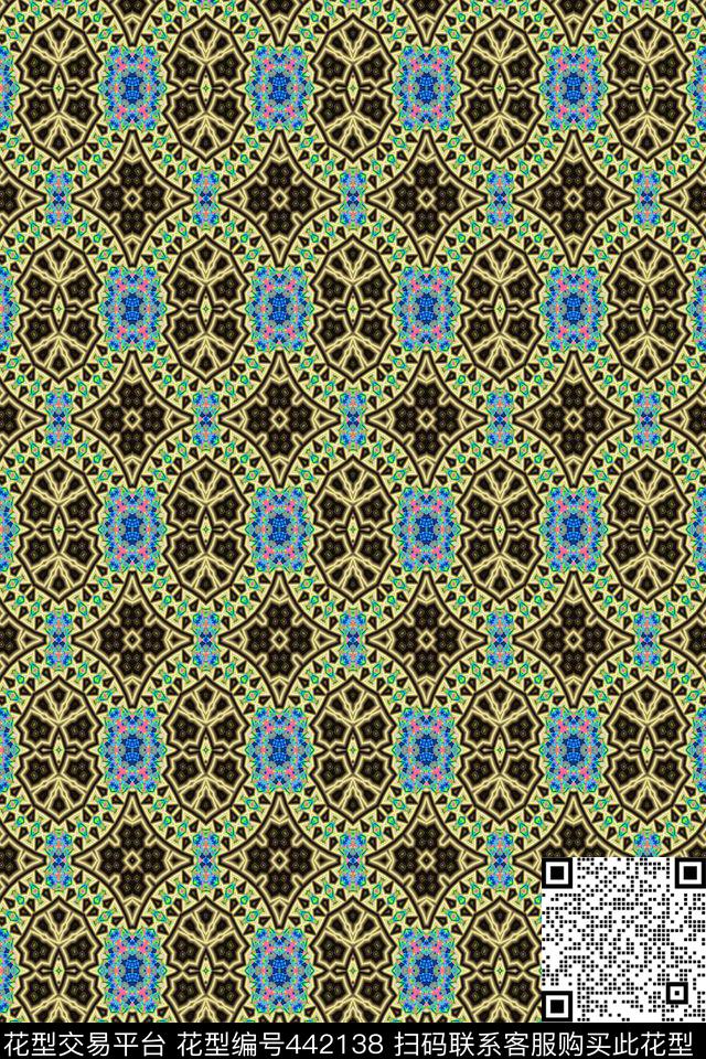 民族风土耳其风格色块组合数码印花华亿平台下载（图片编号: 442138） - 瓦栏（Walan）