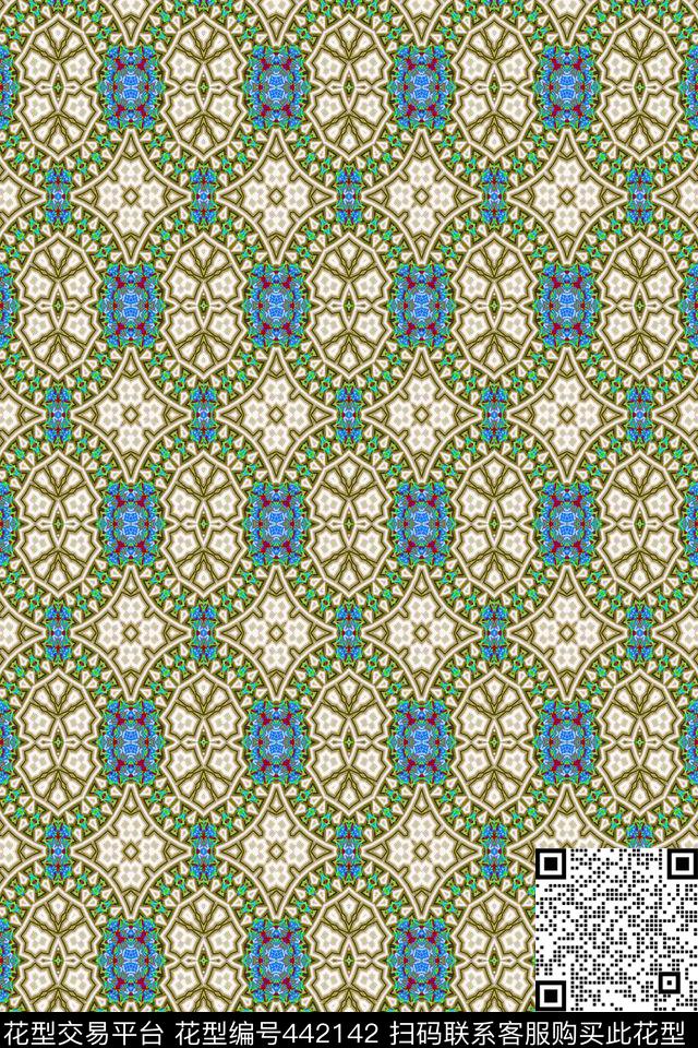民族风土耳其风格色块组合数码印花华亿平台下载（图片编号: 442142） - 瓦栏（Walan）