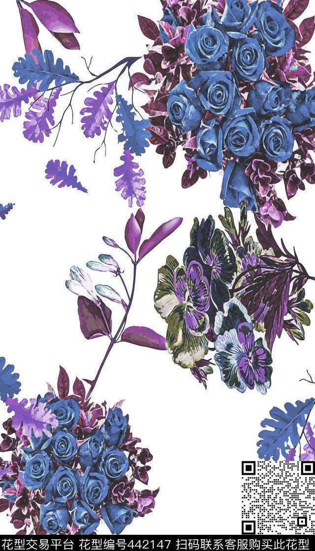 服装花卉时尚数码印花华亿平台下载（图片编号: 442147） - 瓦栏（Walan）